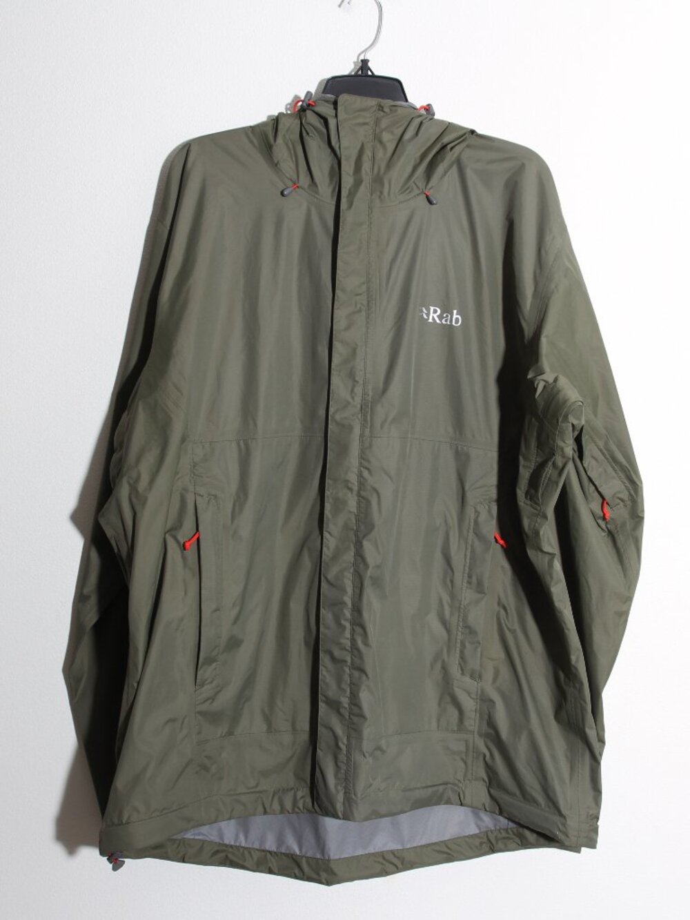 Rab Men's Downpour Mountain Waterproof Jacket Army Green Full Zip Pertex Sz XXL